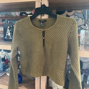 Forever 21 Green Crew Neck Sweater with Textured Design